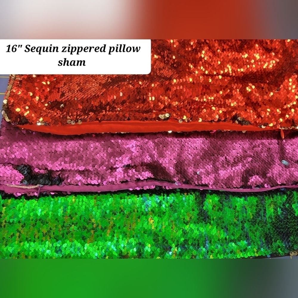 Sequin Pillow Case 16" w Zipper New